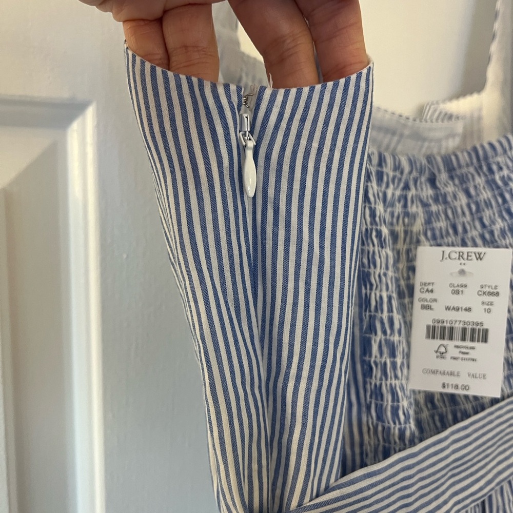 NWT J Crew Blue and White Striped Dress - Picture 11 of 13
